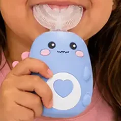Escova Infantil Ultrassônica 360° Com Led+2 Cabeça Da Escova