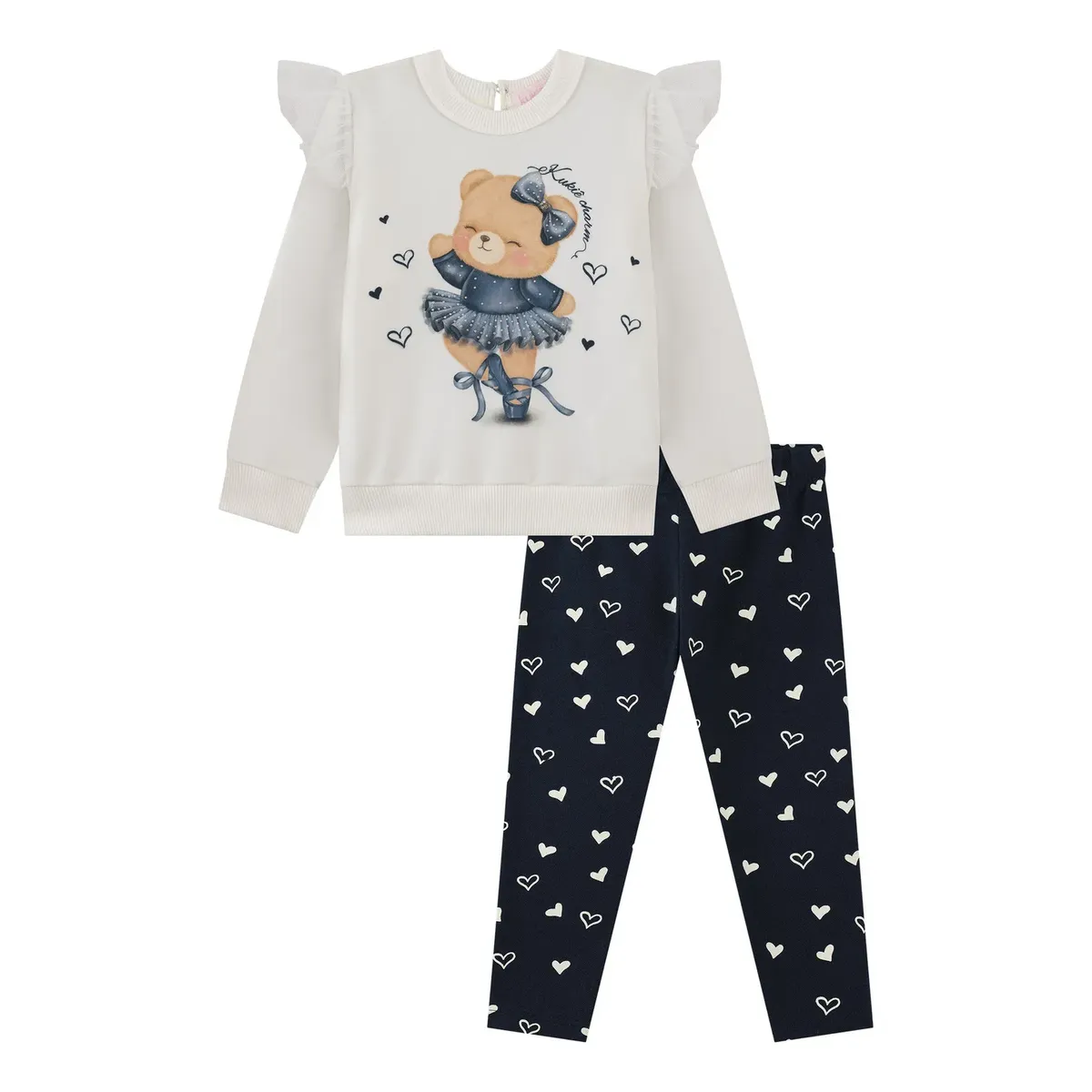 Conjunto Infantil Blusão Molecotton Legging Em Piquet Kukiê
