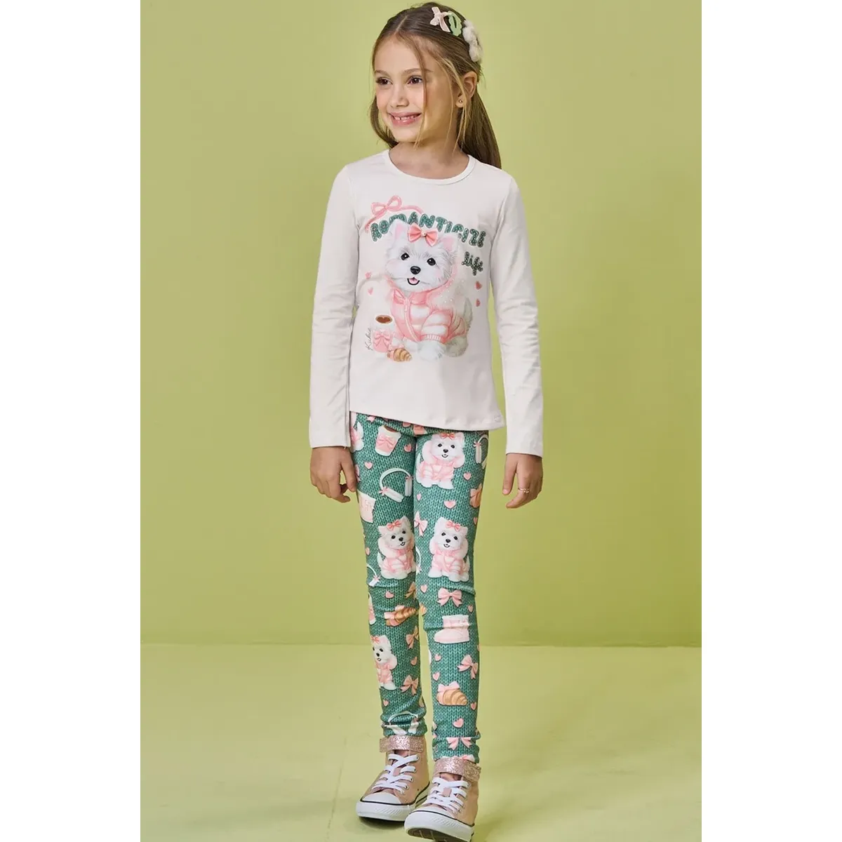 Conj Infantil Blusa Alongada Cotton Legging Fly Tech Kukiê