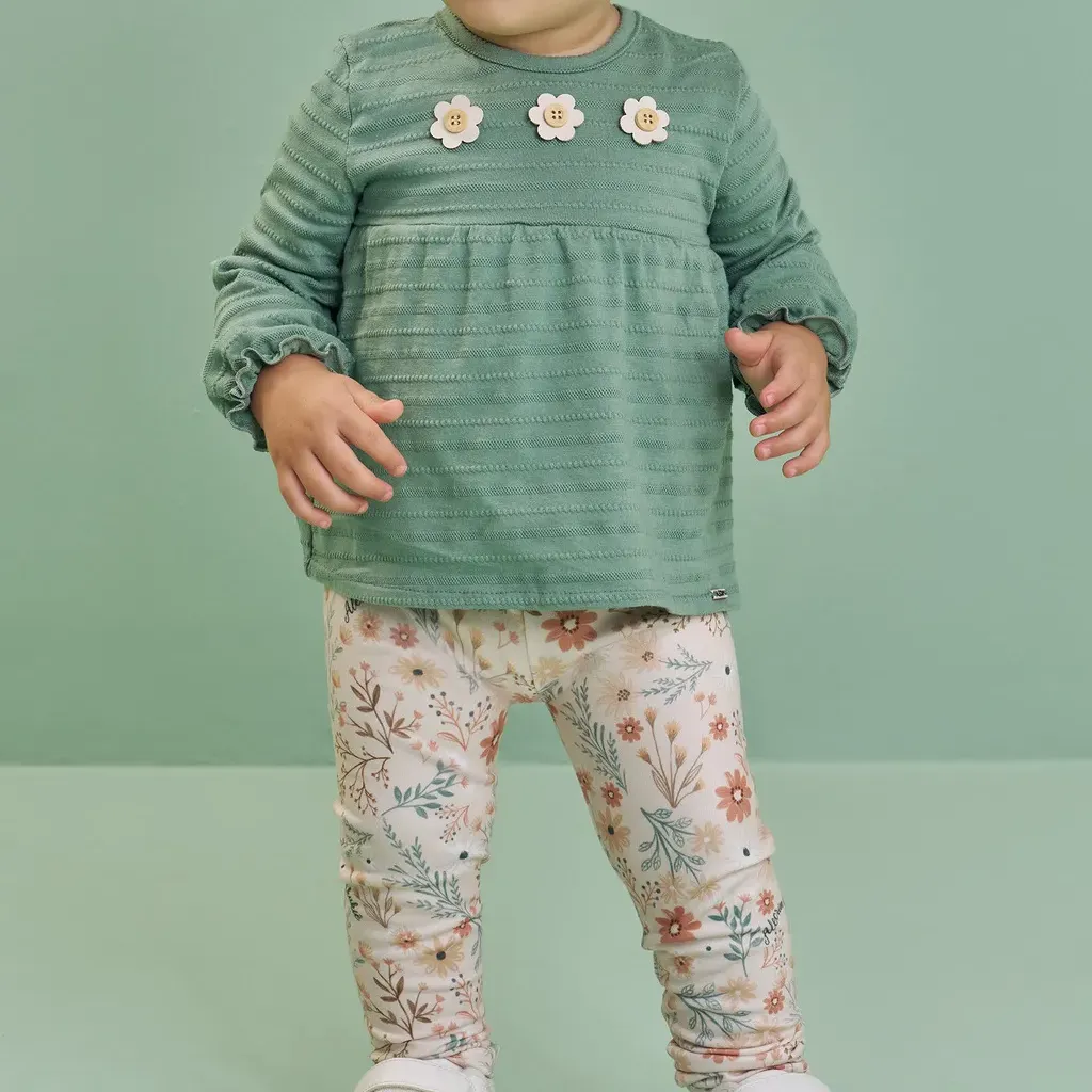 Conj. Infantil Bata Malha Textura Legging Molecotton Kukiê