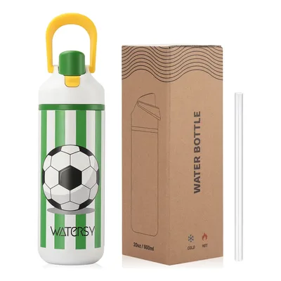 Garrafa De Futebol Térmica 591m/20oz Canudo Para Academia