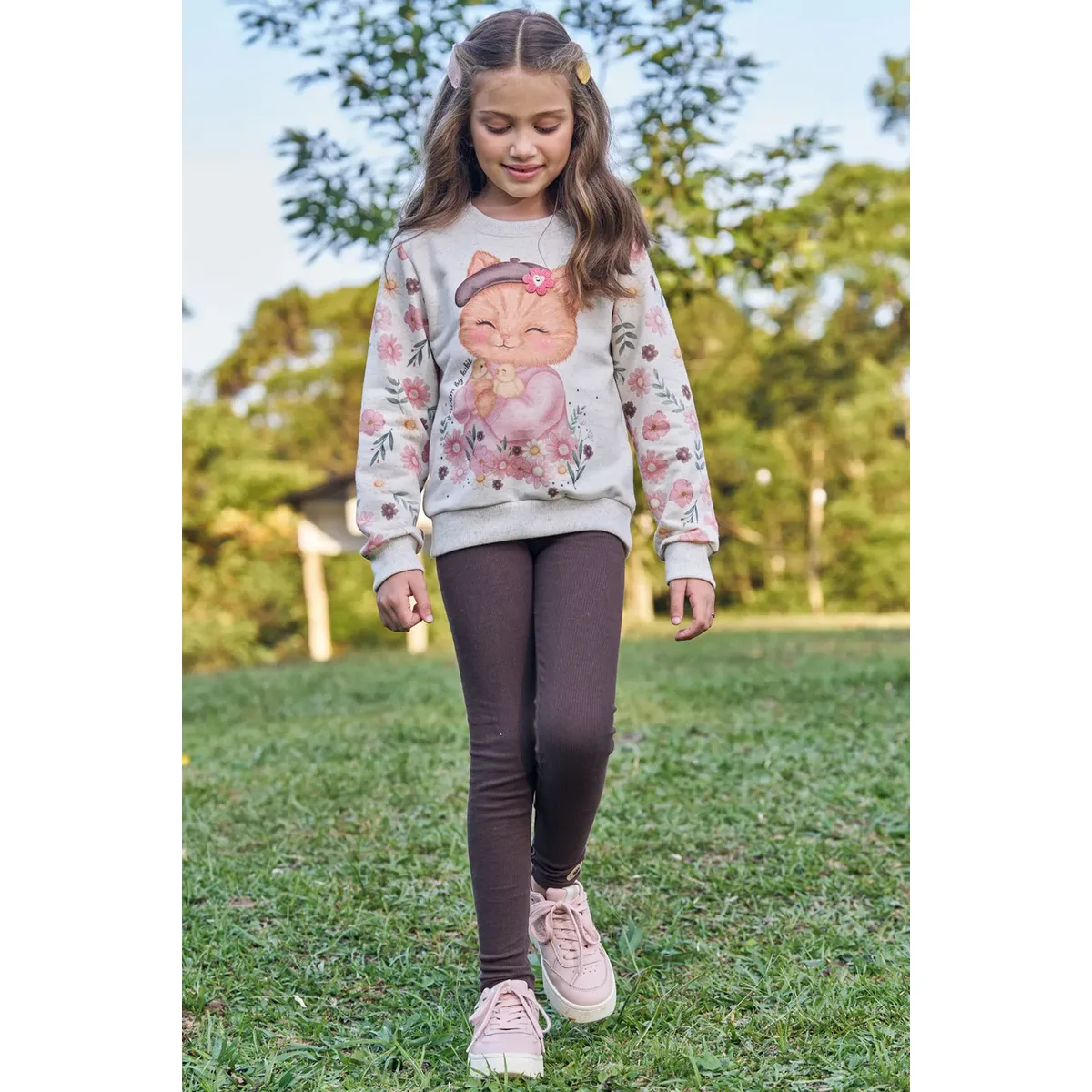 Conj Infantil Blusão Moletom Linho E Legging Canelado Kukiê