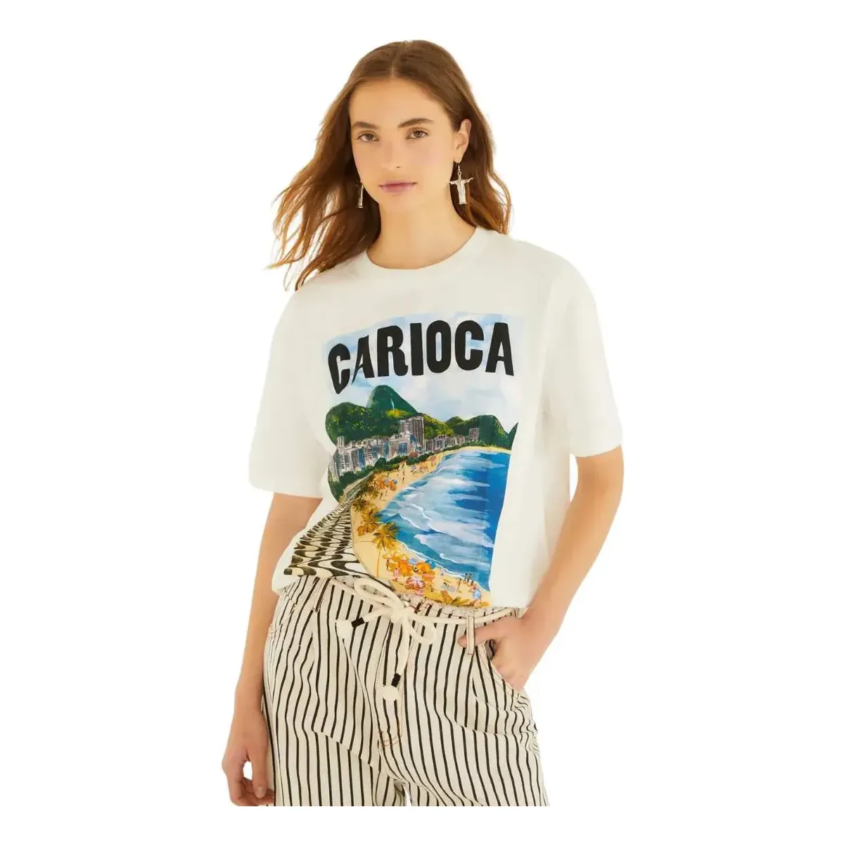 Tshirt Média Farm Rio Paisagem Carioca Off White