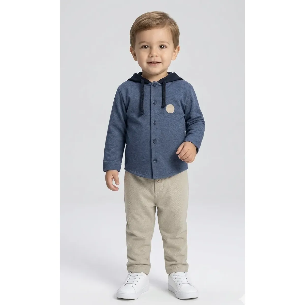 Conjunto Bebe Camisa Em Flanela Com Capuz Calça Comfy Lucboo