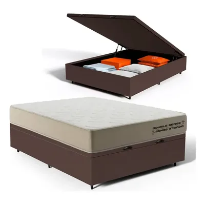 Cama Box Baú + Colchão Espuma D70 Ortopédico Casal - Topazio