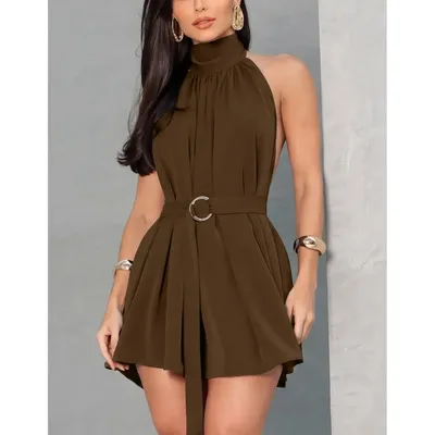 Vestido Curto Feminino Gola Alta Frente Unica Soltinho Verão