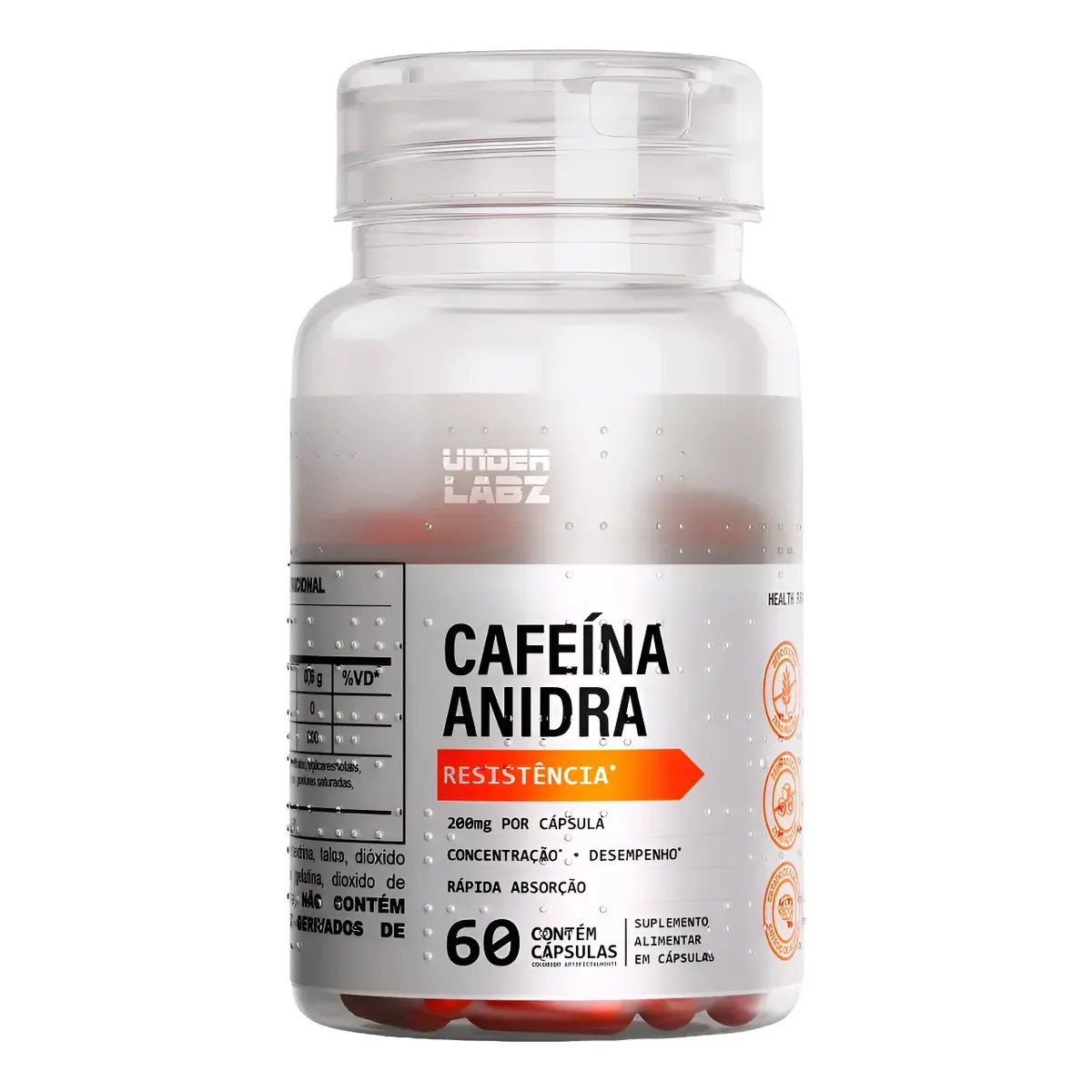 Cafeína Anidra 100% Pura Resistência Under Labz 60 Cáps