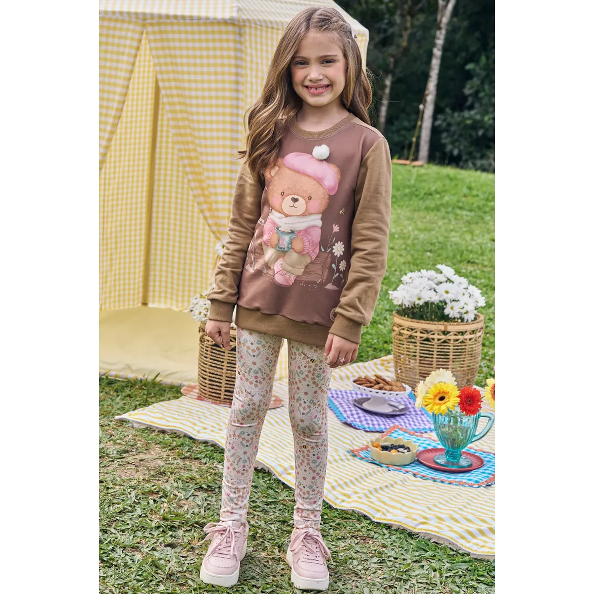 Conj Infantil Blusão Moletom Alongado Legging Cotton Kukiê