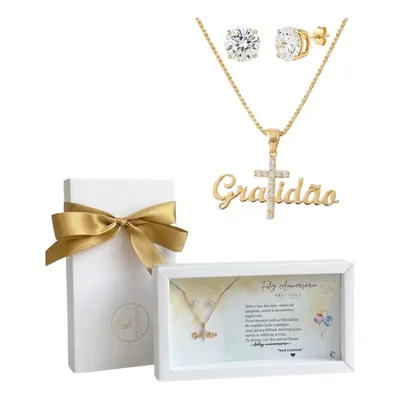 Colar Feminino Presente De Aniversário Banhado A Ouro 18k