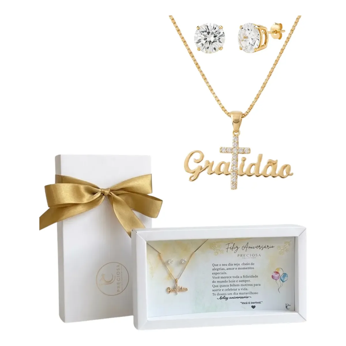 Colar Feminino Presente De Aniversário Banhado A Ouro 18k