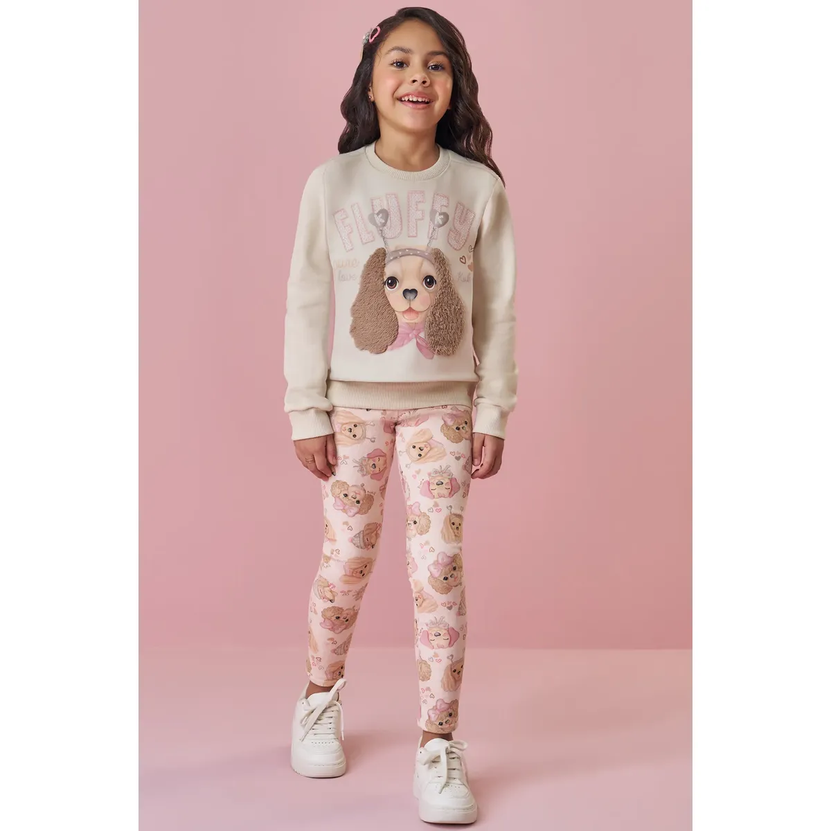Conj Infantil Blusão Moletom Pelúcia Legging Fleece Kukiê