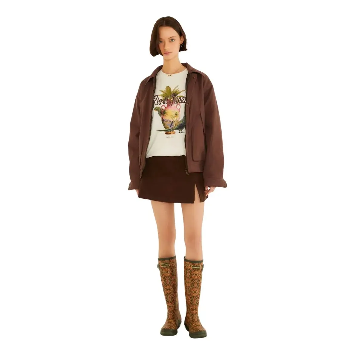 Saia Short Curto Farm Rio Marrom