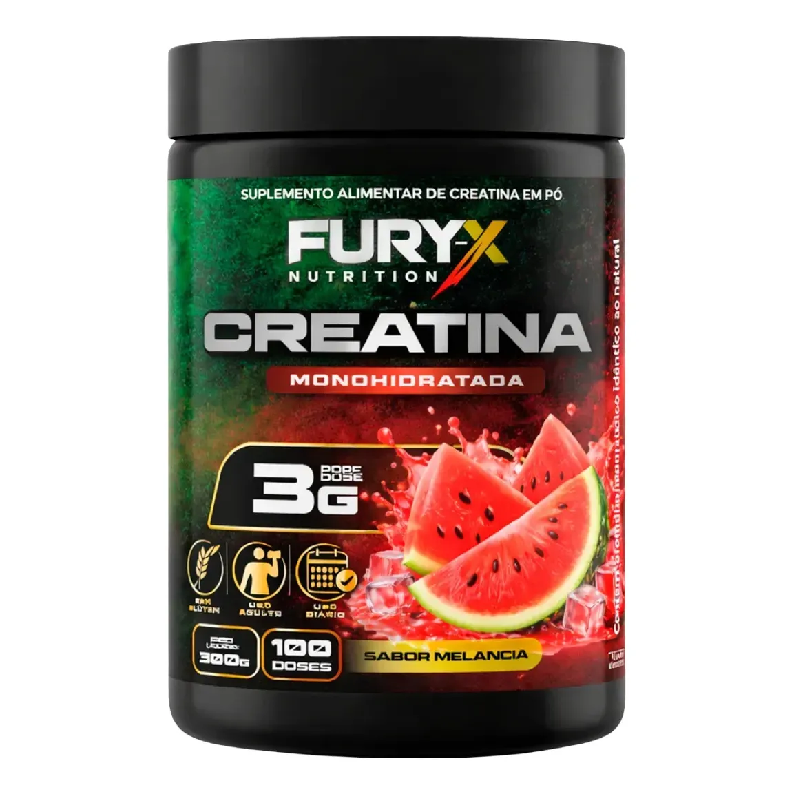 Creatina Monohidratada Pote 300g Fury-x 100% Pura Importada