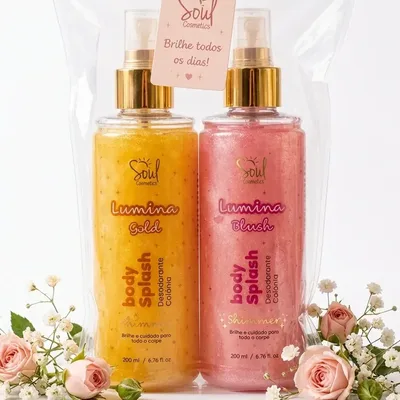 Kit Presente Feminino Body Splash Shimmer Gold Brilho Soul