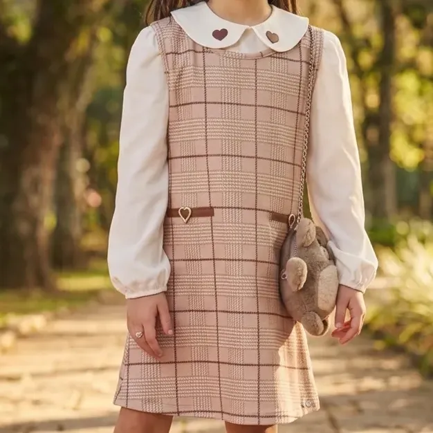 Conjunto Vestido Infantil Molecotton E Blusa Em Cotton Kukiê