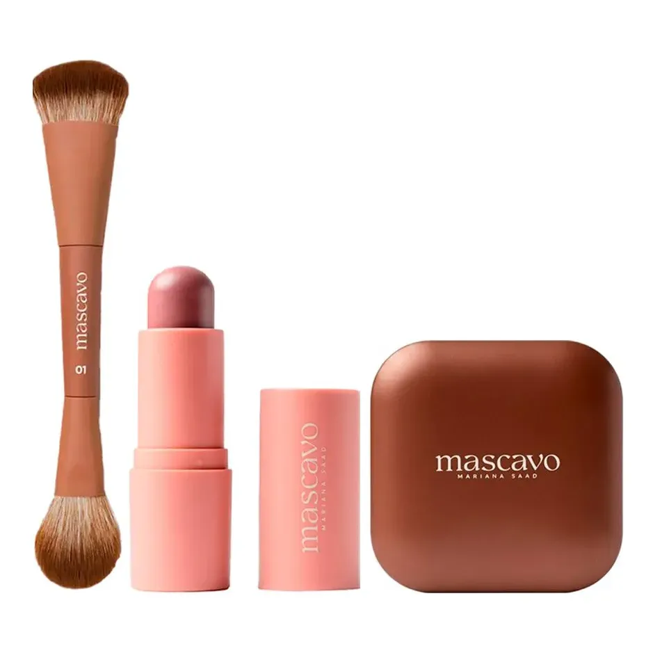 Kit Mascavo Pincel 01 + Blush Oak 6g + Bronzer Sunset 8g