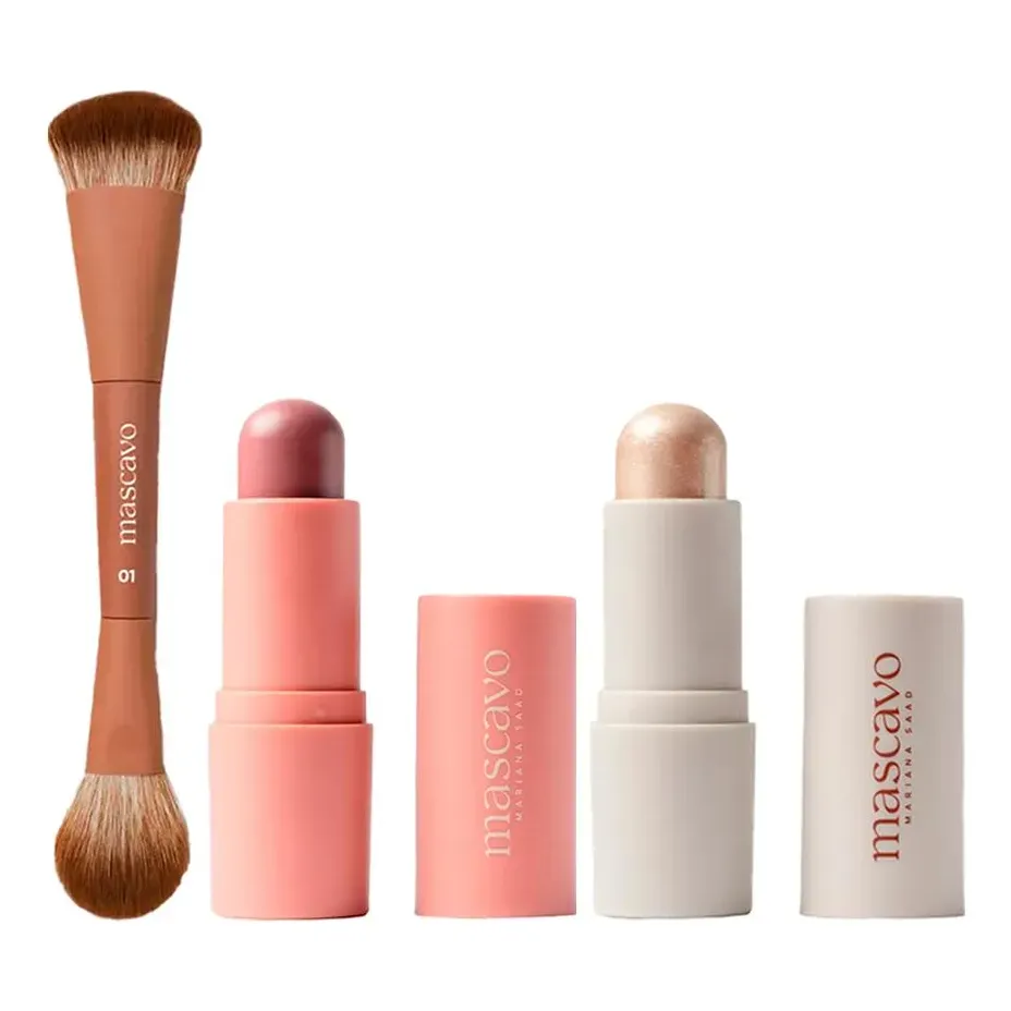 Kit Mascavo Pincel 01+ Blush Oak 6g+iluminador Champagne 6g