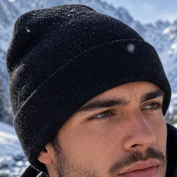 Touca Gorro De Frio Inverno Básica Lisa Preta Lã Unissex