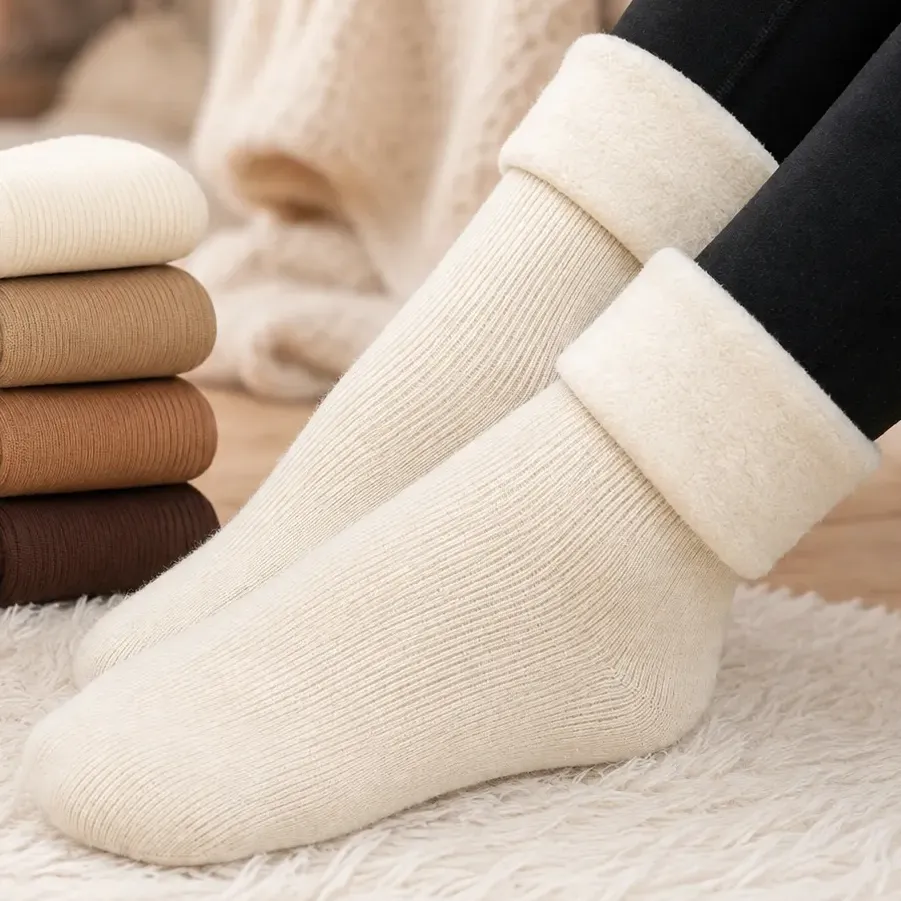 Kit 12 Meias Térmica Forrada Peluciada Inverno Adulto Grossa