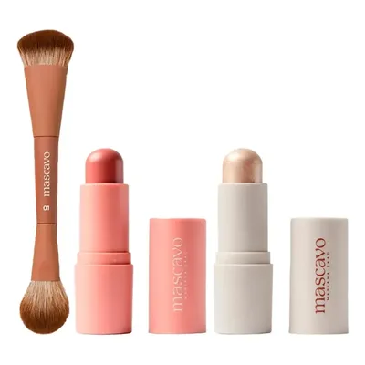 Kit Mascavo Pincel 01+blush Maple 6g+iluminador Champagne 6g