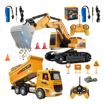 Carros De Escavadeira Controle Brinquedos Engenharia 2in1