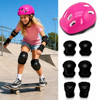 Kit Proteção Infantil Skate Bike Patins C/ Capacete 7 Peças