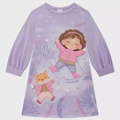 Vestido Infantil Malha Elastano Menina Lilas Kukiê