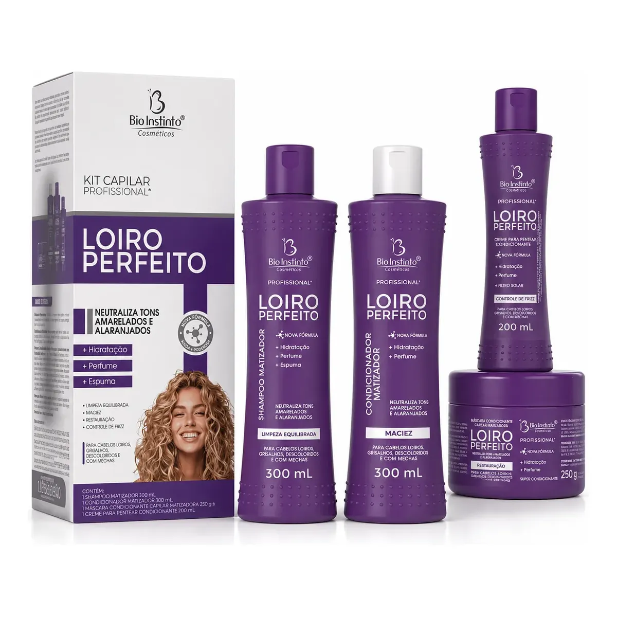 Kit Bio Instinto Loiro Perfeito Matizador 4 Peças