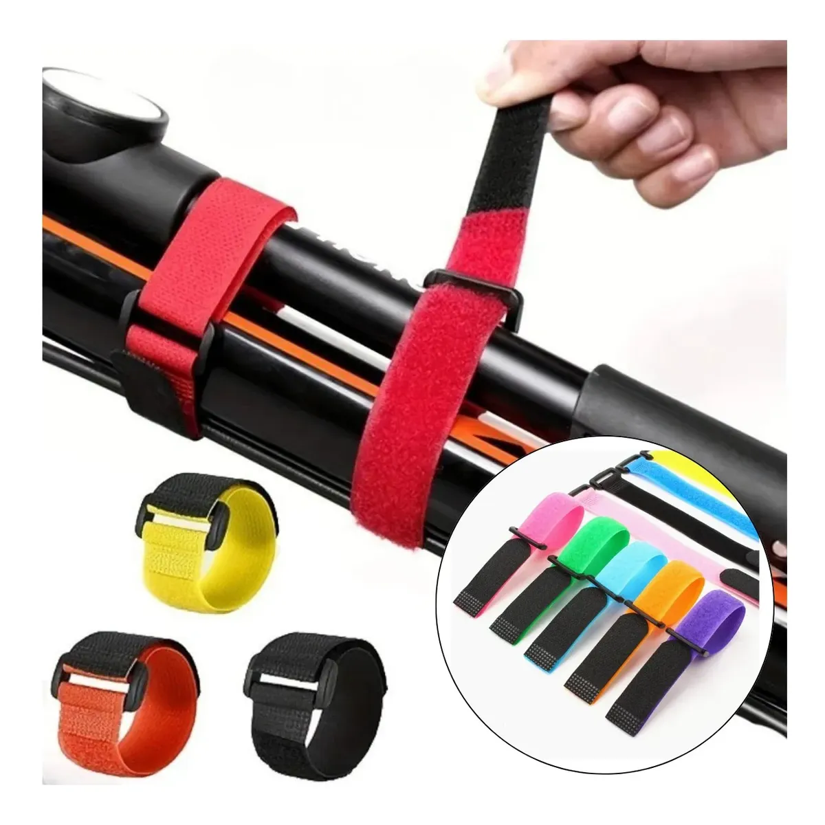 3 Fita Velcro Wrap Para Bicicleta Prender Fio Vara De Pesca