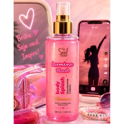 Body Splash Feminino Doce Com Brilho Shimmer 200ml