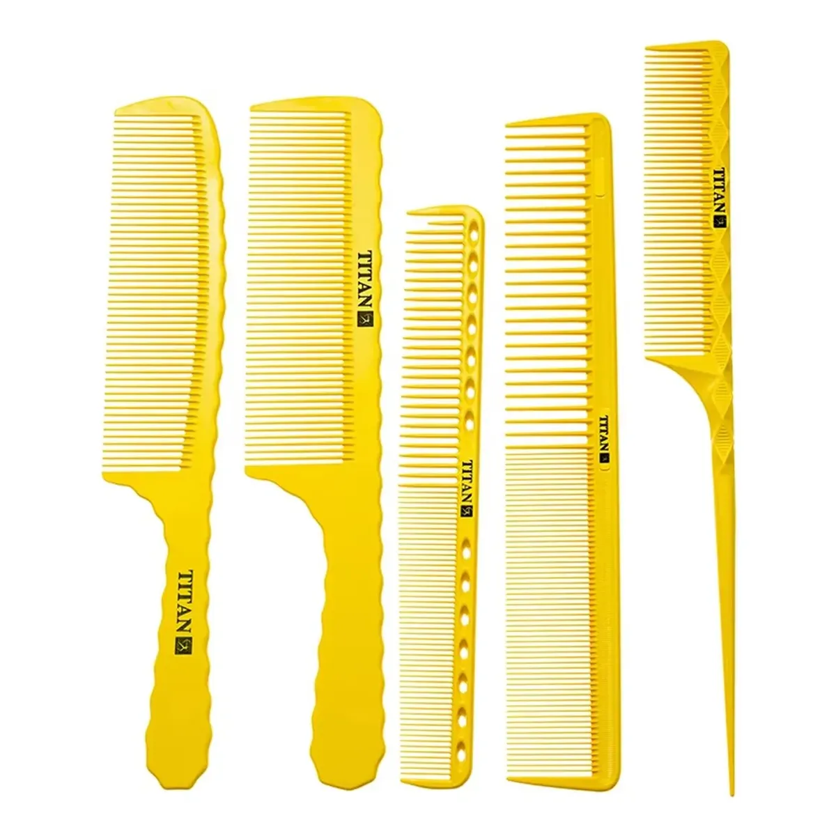 Kit 5 Pentes Titan Profissionais Para Barbeiro Tp-y06 Yellow