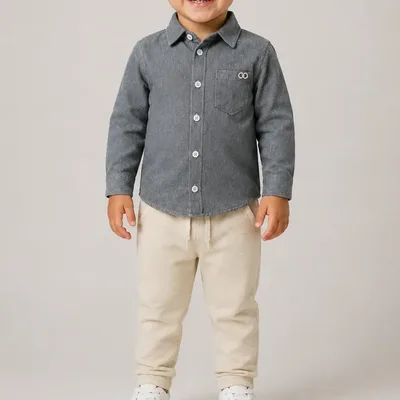 Conj. Infantil Camisa Tecido E Calca Skinny Moletwill Lucboo