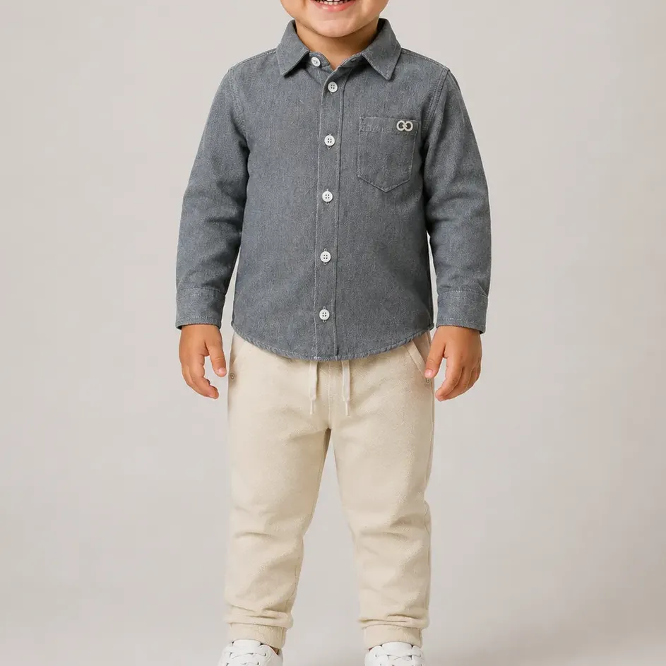 Conj. Infantil Camisa Tecido E Calca Skinny Moletwill Lucboo
