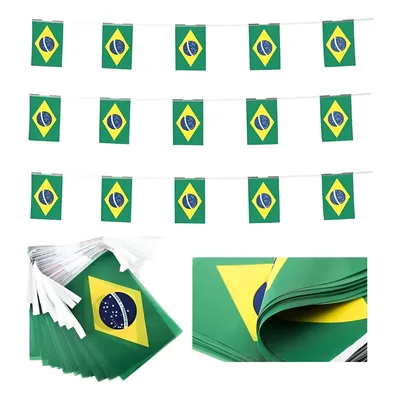 30 Bandeirinha Brasil Copa Do Mundo Bandeirolas Varal 10 Mts