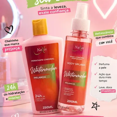 Kit Presente Feminino Body Splash Hidratante Cheirinho Doce