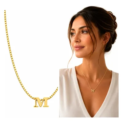 Colar Feminino E Pingente Letra M Inicial Nome Folheado Ouro