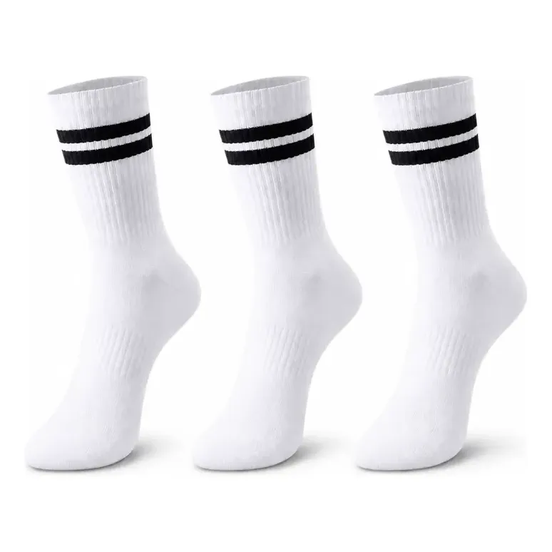 Kit 3 Pares Meia Cano Alto Algodão Esportiva Academia Treino