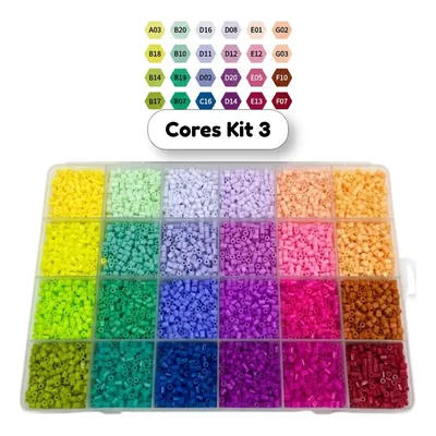 Conjunto Hama Beads 10.000 Pçs E Organizadora 24 Cores 2,6mm