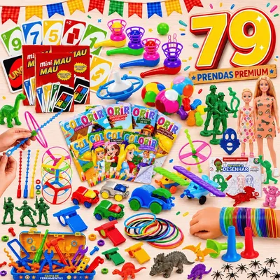 Kit 79 Prenda Festa Junina Pescaria Brinde Brinquedo Criança