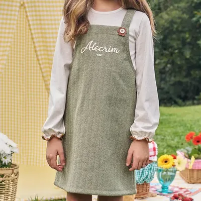 Conjunto Infantil Blusa Malha Power Salopete Chevron Kukiê