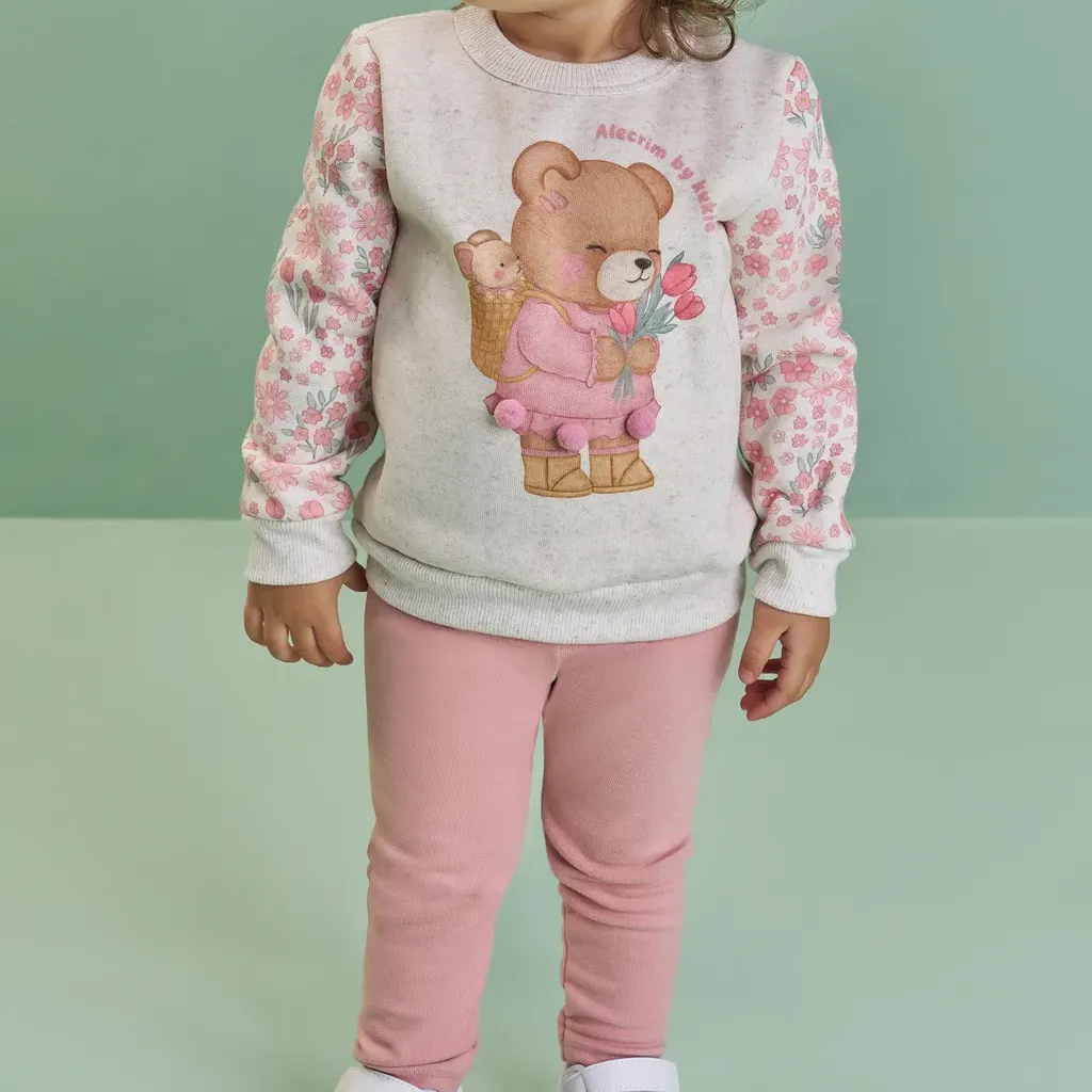 Conjunto Infantil Blusão Moletom Linho Legging Comfy Kukiê