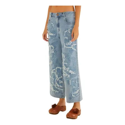 Calça Jeans Farm Rio Bordada Flor