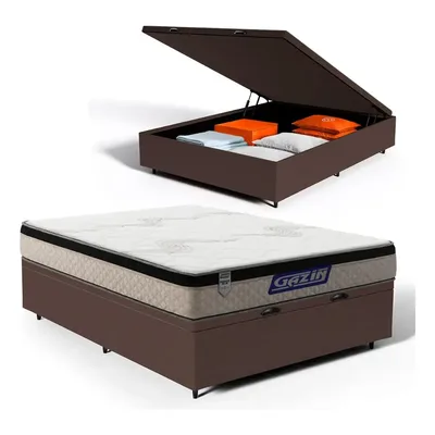Cama Box Baú Com Colchão Gazin Espuma D33 - Force Mid Casal