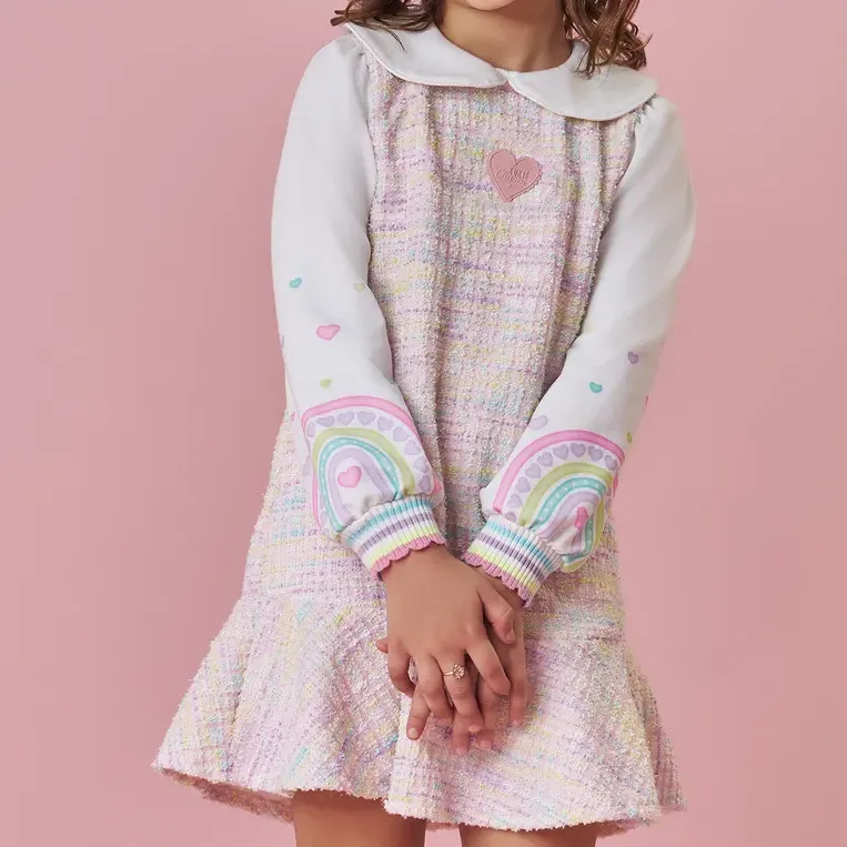 Vestido Infantil Malha Tweed Colorido Kukiê