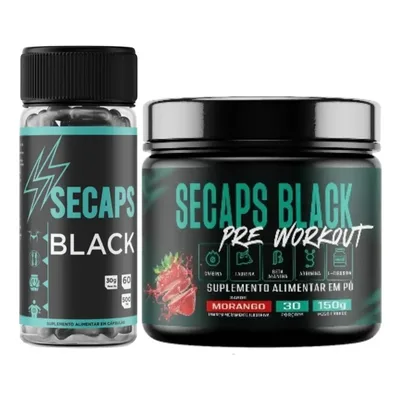 Novo Secaps Black Pré-treino Morango+ Secaps Black Caps