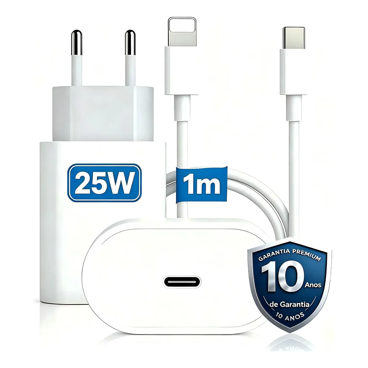 Carregador Turbo 25w Pd Usb Tipo C Para Iphone 8 X Xr 11 12