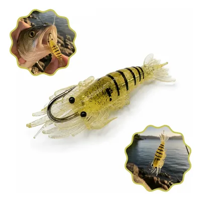 Kit 20 Iscas Camarão Silicone Com Anzol Pesca Esportiva