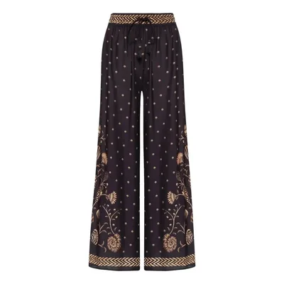 Calça Pantalona Farm Rio Sonho De Concha Preto