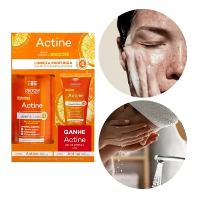 Kit Gel Limpeza Actine Darrow Vitamina C 140g 40g Antiacne