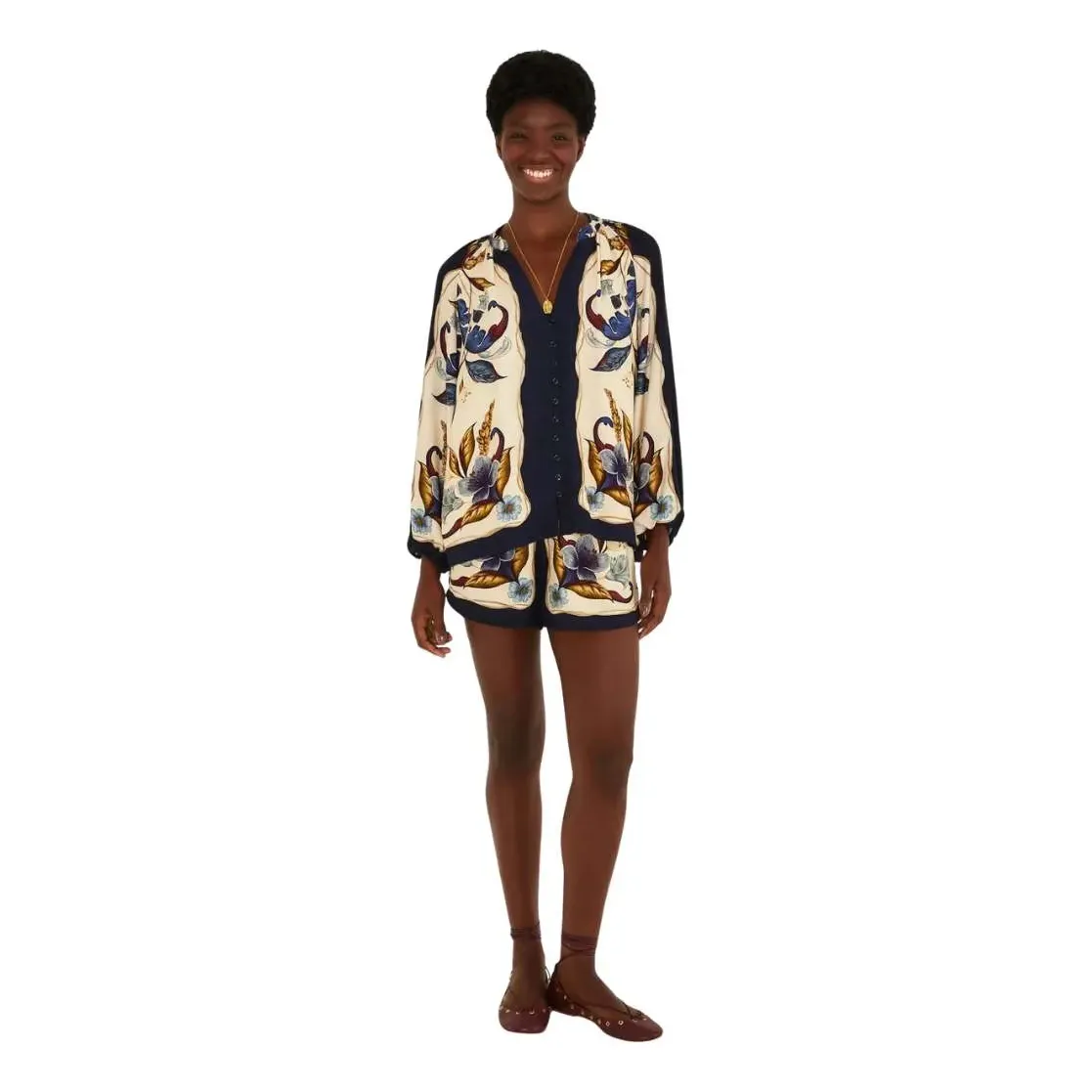 Short Farm Rio Floral Maye Bege